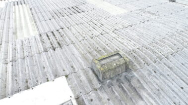 Bird's eye view of the old asbestos roof.