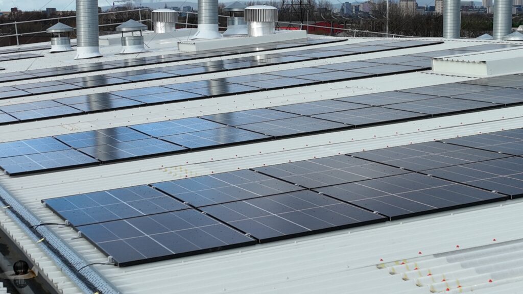 Image showing the seamless blend of the building's architecture with the new metal profiled roof and solar PV system