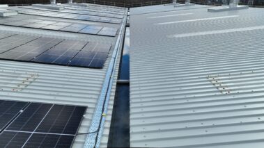 The transformed roof showcasing the sustainable construction of metal profile and solar PV system